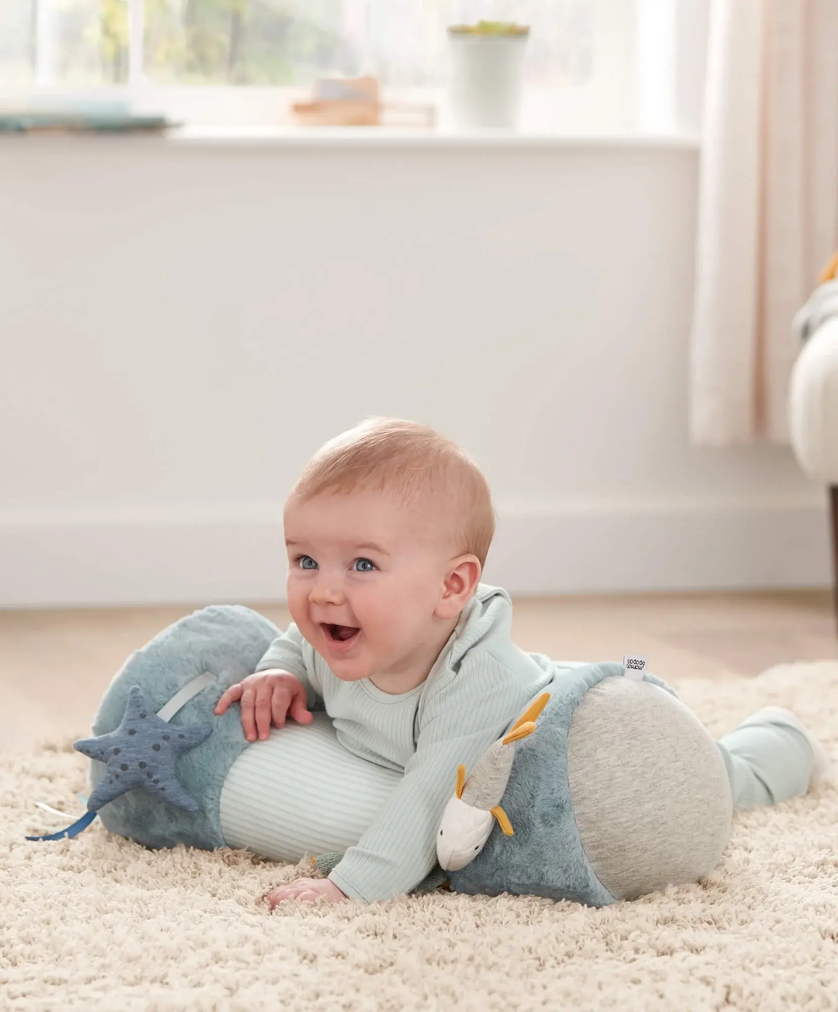 Mamas and Papas Mamas & Papas Tummy Time Roll - Welcome to the World (Blue)