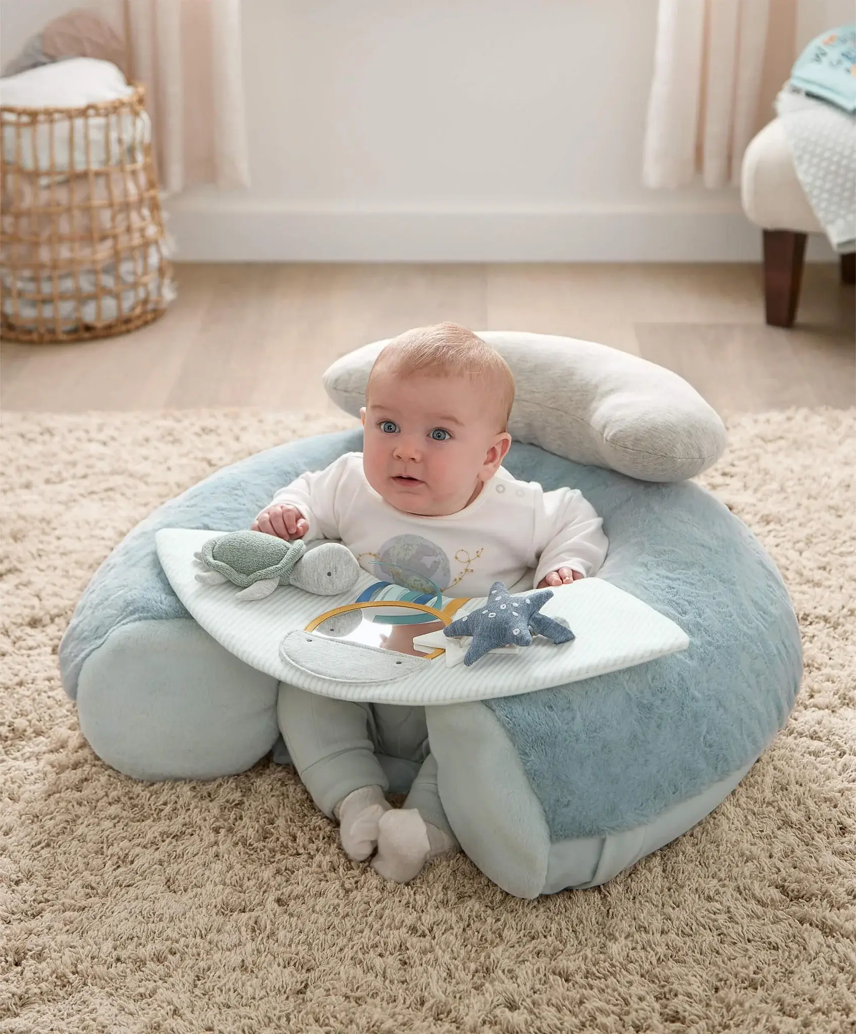 Mamas & Papas Mamas & Papas Sit & Play Baby Floor Seat - Welcome to the World (Blue)
