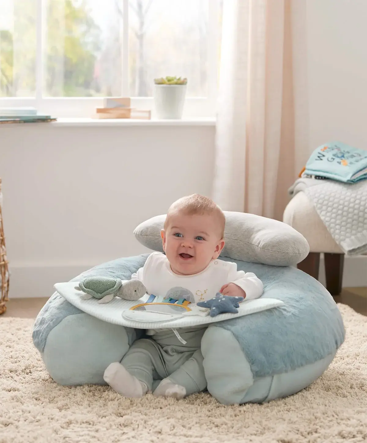 Mamas & Papas Mamas & Papas Sit & Play Baby Floor Seat - Welcome to the World (Blue)