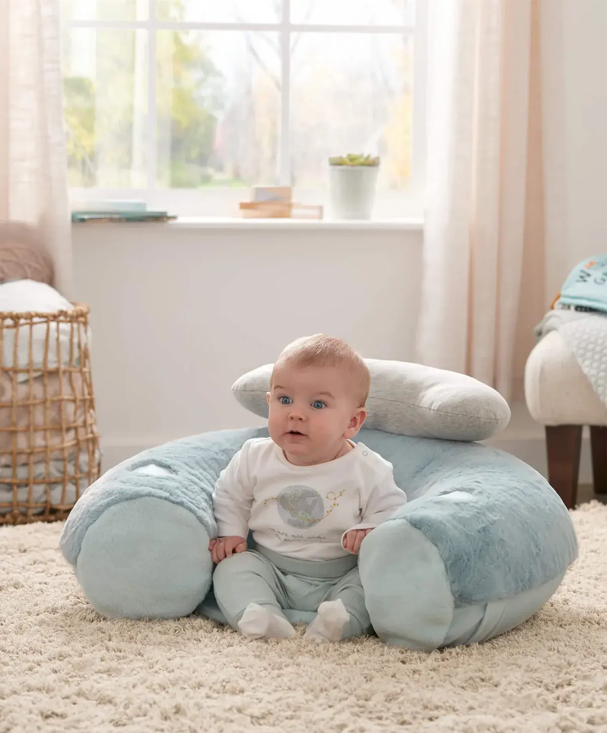 Mamas & Papas Mamas & Papas Sit & Play Baby Floor Seat - Welcome to the World (Blue)