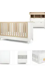 Mamas and Papas Mamas & Papas Harwell Bundle5pc Set - Cot, Mattress, quilted mattress protector, fitted sheet, dresser, change table top - White/Natural