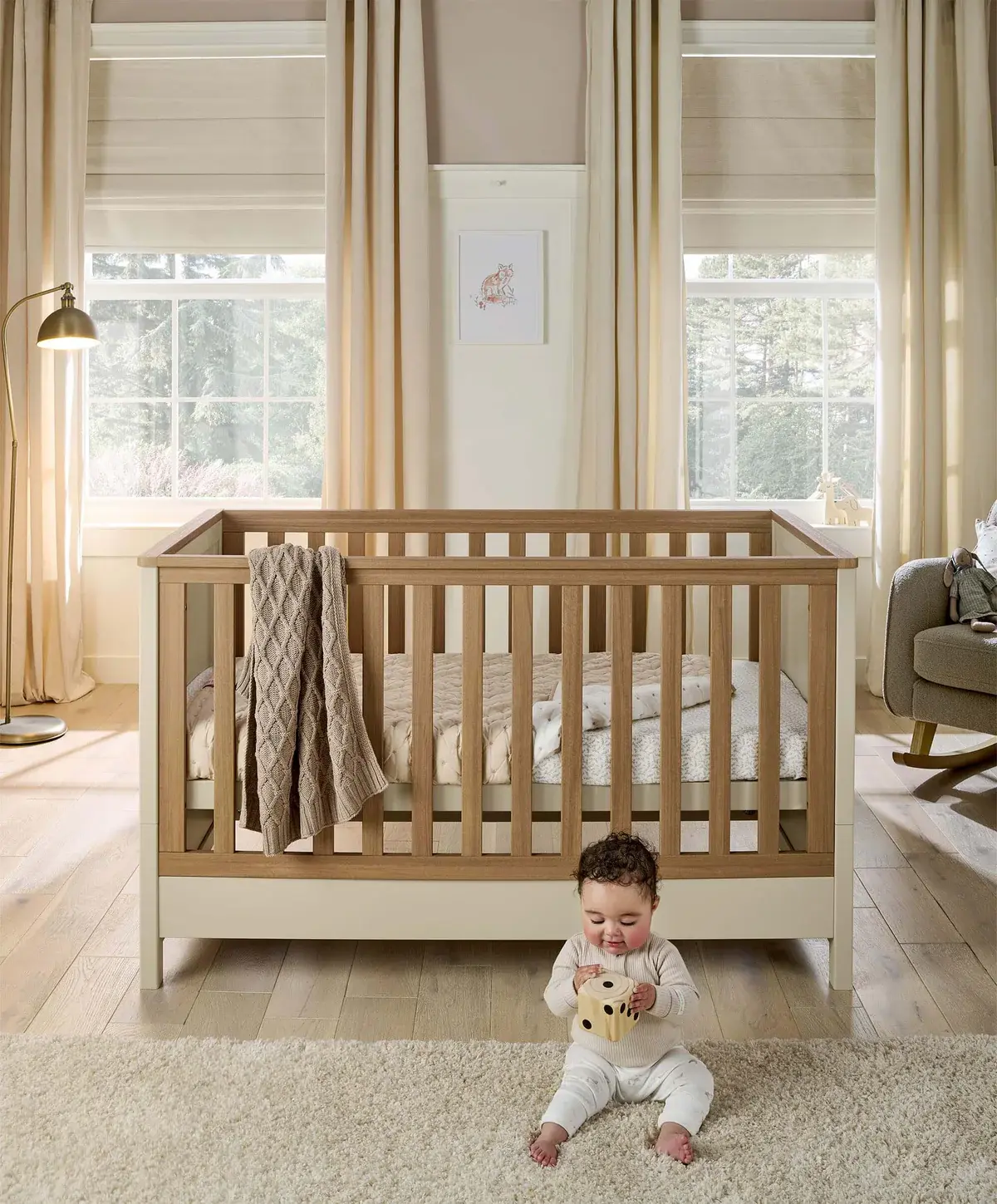 Mamas and Papas Mamas & Papas Harwell Bundle 5pc Set - Cot, Mattress, quilted mattress protector, fitted sheet, dresser, change table top - Cashmere