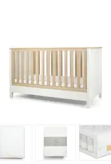 Mamas and Papas Mamas & Papas Harwell Bundle 4pc Set - Cot, Mattress, quilted mattress protector, fitted sheet - White/Natural