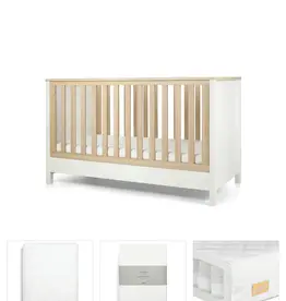 Mamas and Papas Mamas & Papas Harwell Bundle 4pc Set - Cot, Mattress, quilted mattress protector, fitted sheet - White/Natural