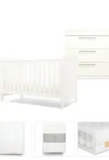 Mamas and Papas Mamas & Papas Hampden Bundle5pc Set - Cot, Mattress, quilted mattress protector, fitted sheet, dresser, Change Table Top - White