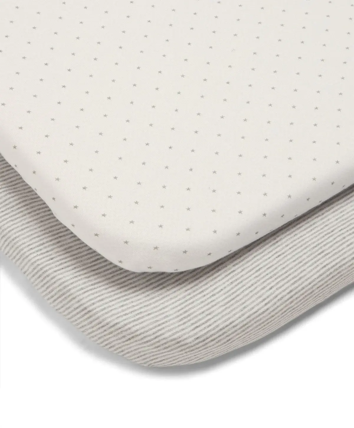Mamas and Papas Mamas & Papas Lua Bedside Crib Sheets (2 Pack) (87cm x 50cm x 5cm) - Star / Grey