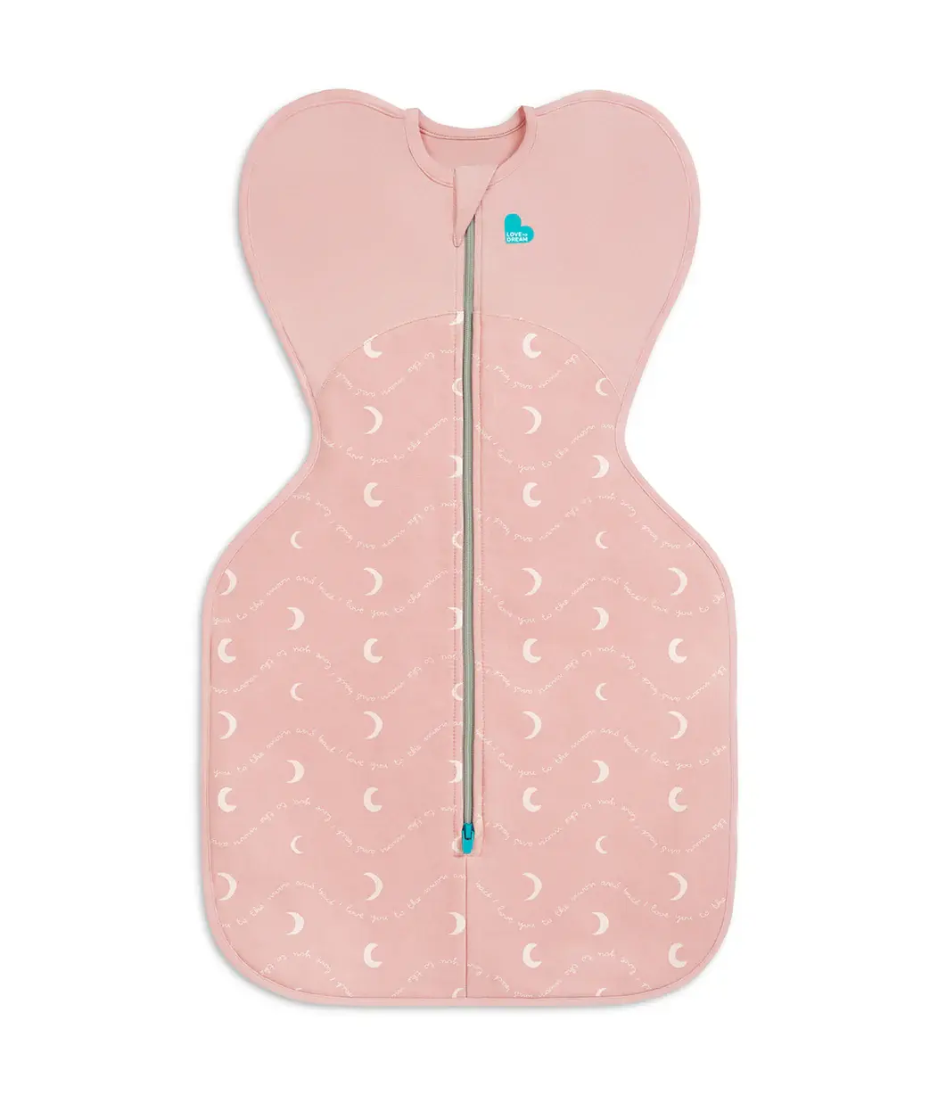 Love To Dream Love to Dream Swaddle Up 1.5T Stretch Cotton Fleece Moon & Back Dusty Pink