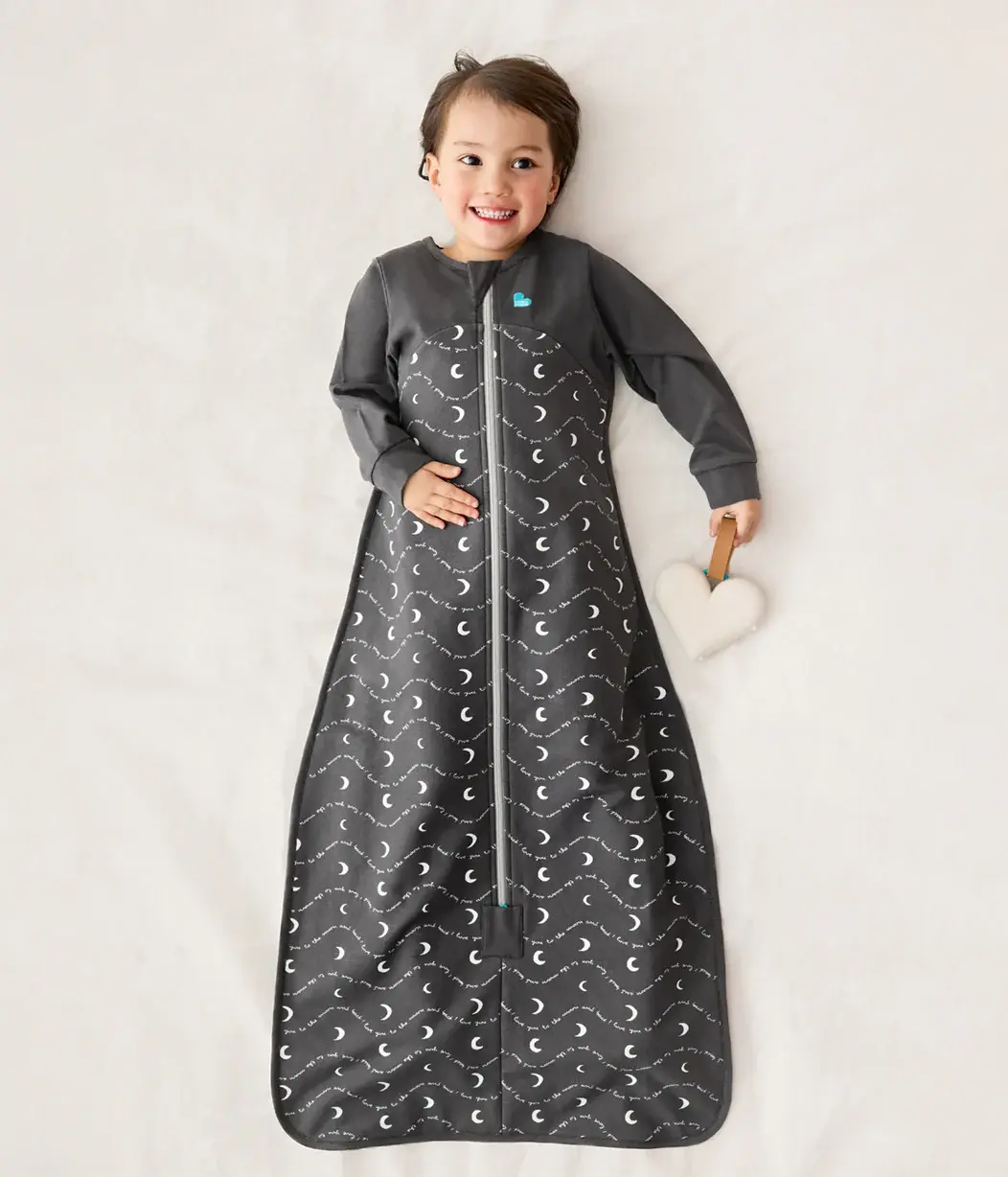 Love To Dream Love to Dream Sleep Bag 1.5T Stretch Cotton Fleece Moon & Back Charcoal