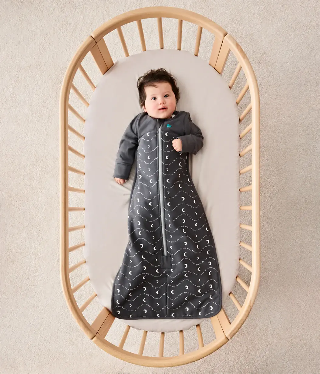 Love To Dream Love to Dream Sleep Bag 1.5T Stretch Cotton Fleece Moon & Back Charcoal