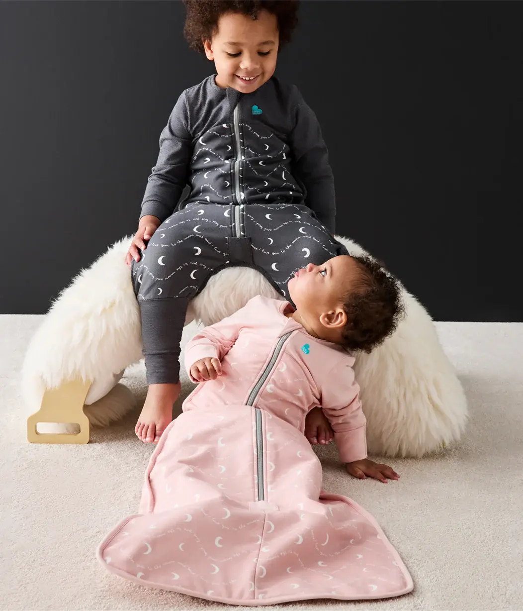Love To Dream Love to Dream Sleep Bag 1.5T Stretch Cotton Fleece Moon & Back Dusty Pink