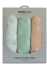 Bubba Blue Bubba Blue Sorbet Nordic 3 Pk Muslin Wrap