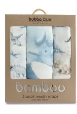 Bubba Blue Bubba Blue Jurassic Bamboo 3 PK Muslin Wraps