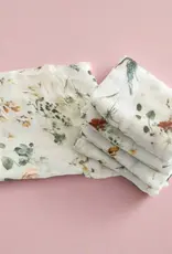 Bubba Blue Bubba Blue Peonies Bamboo 6 PK Muslin Wash Cloths