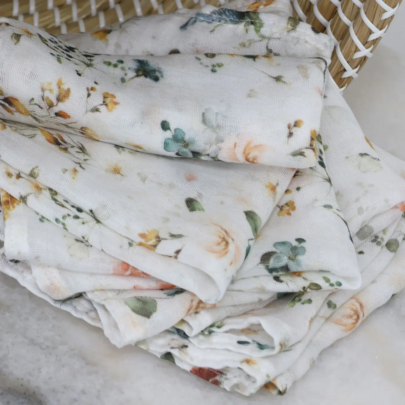 Bubba Blue Bubba Blue Peonies Bamboo 6 PK Muslin Wash Cloths