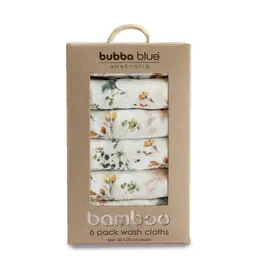 Bubba Blue Bubba Blue Peonies Bamboo 6 PK Muslin Wash Cloths