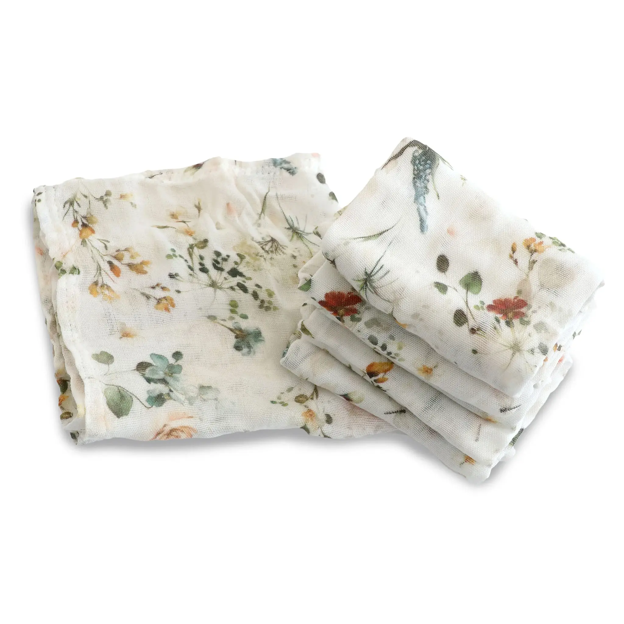 Bubba Blue Bubba Blue Peonies Bamboo 6 PK Muslin Wash Cloths