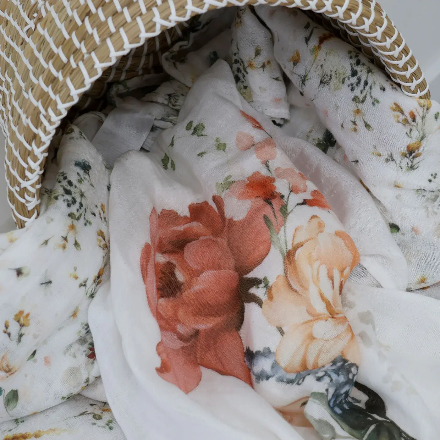 Bubba Blue Bubba Blue Peonies Bamboo 3 PK Muslin Wraps