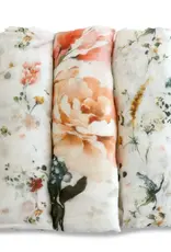 Bubba Blue Bubba Blue Peonies Bamboo 3 PK Muslin Wraps
