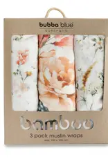 Bubba Blue Bubba Blue Peonies Bamboo 3 PK Muslin Wraps