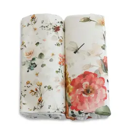 Bubba Blue Bubba Blue Peonies Bamboo 2 PK Bedside Sleeper Fitted Sheets