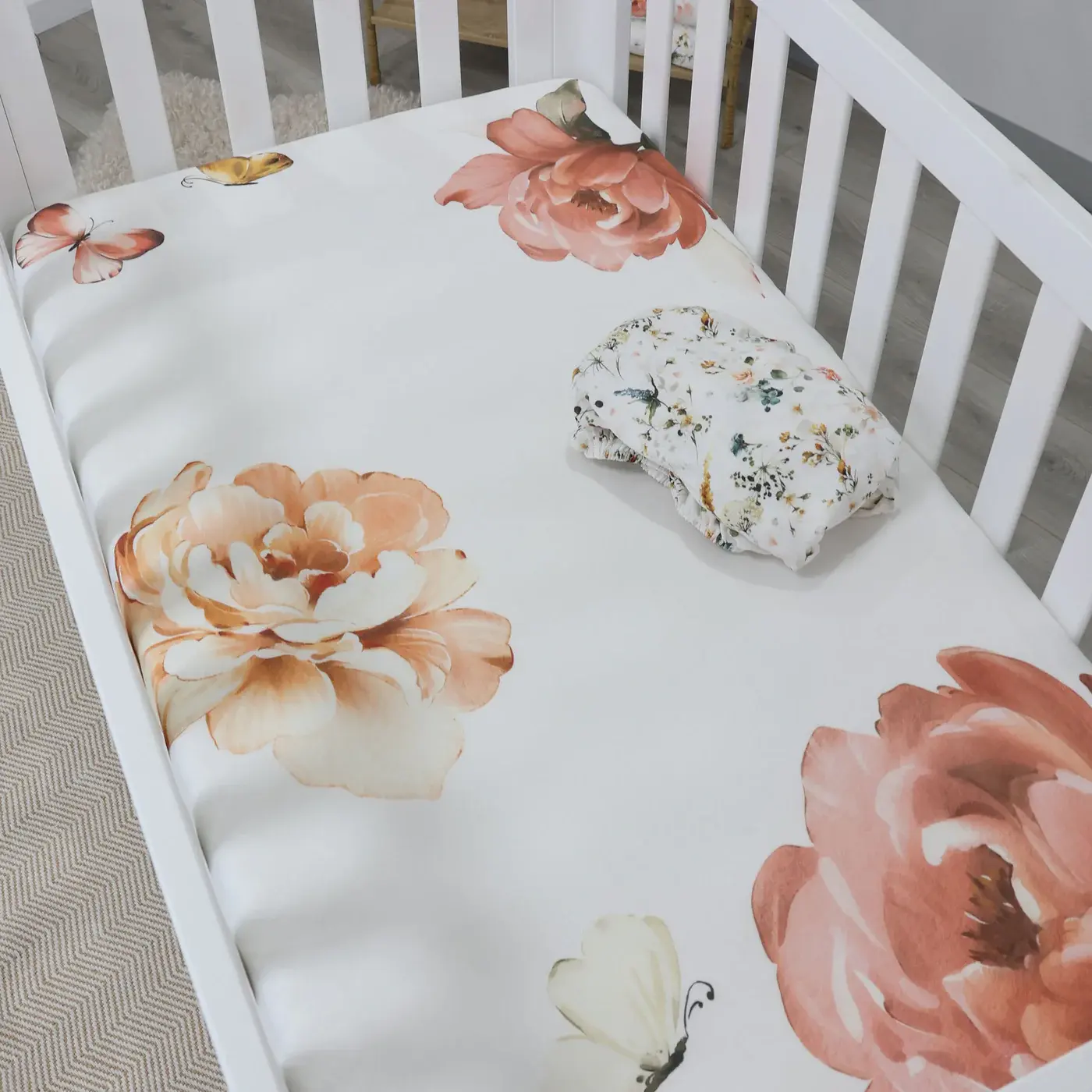 Bubba Blue Bubba Blue Peonies Bamboo 2 PK Cot Fitted Sheets