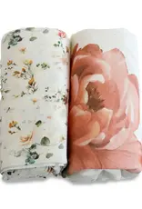 Bubba Blue Bubba Blue Peonies Bamboo 2 PK Cot Fitted Sheets