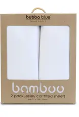 Bubba Blue Bubba Blue Bamboo White 2pk Cot Jersey Fitted Sheets