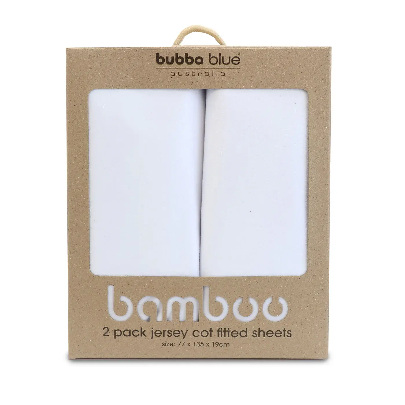 Bubba Blue Bubba Blue Bamboo White 2pk Cot Jersey Fitted Sheets