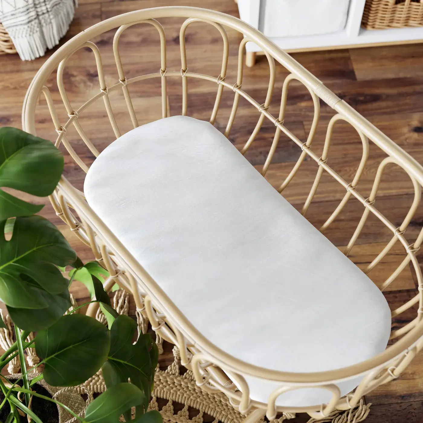 Bubba Blue Bubba Blue Bamboo White 2 PK Moses Basket Jersey Fitted Sheets