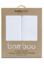 Bubba Blue Bubba Blue Bamboo White 2 PK Moses Basket Jersey Fitted Sheets