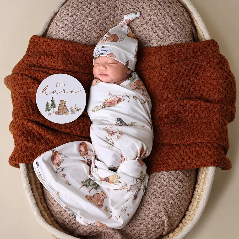 Snuggle Hunny Kids Snuggle Hunny Bears Organic Jersey Wrap & Beanie Set