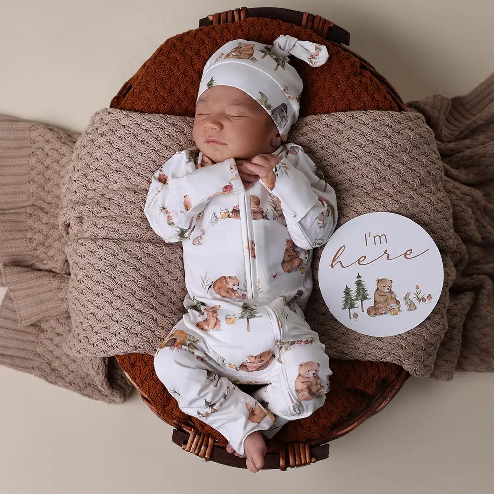 Snuggle Hunny Kids Snuggle Hunny Bears Organic Snugglesuit Convertible Romper