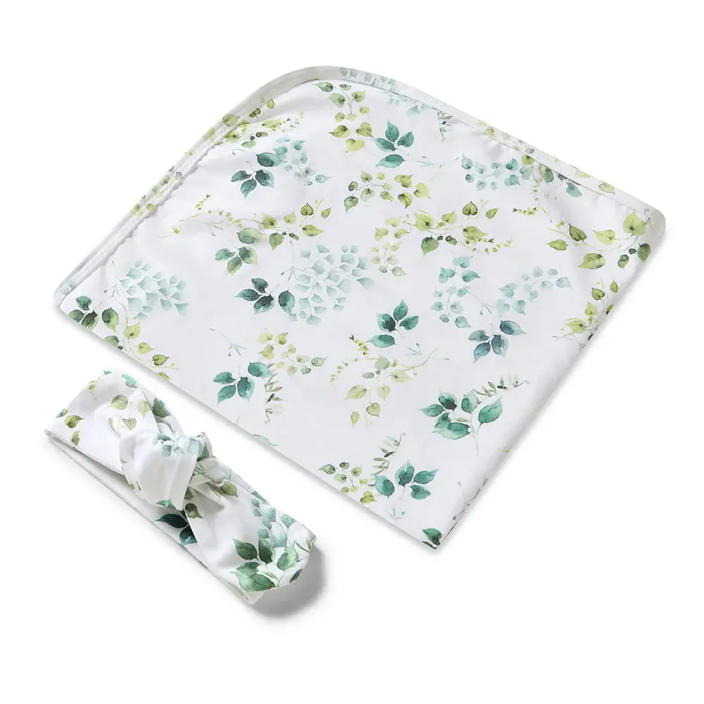 Snuggle Hunny Kids Snuggle Hunny Eden Organic Jersey Wrap & Topknot Set