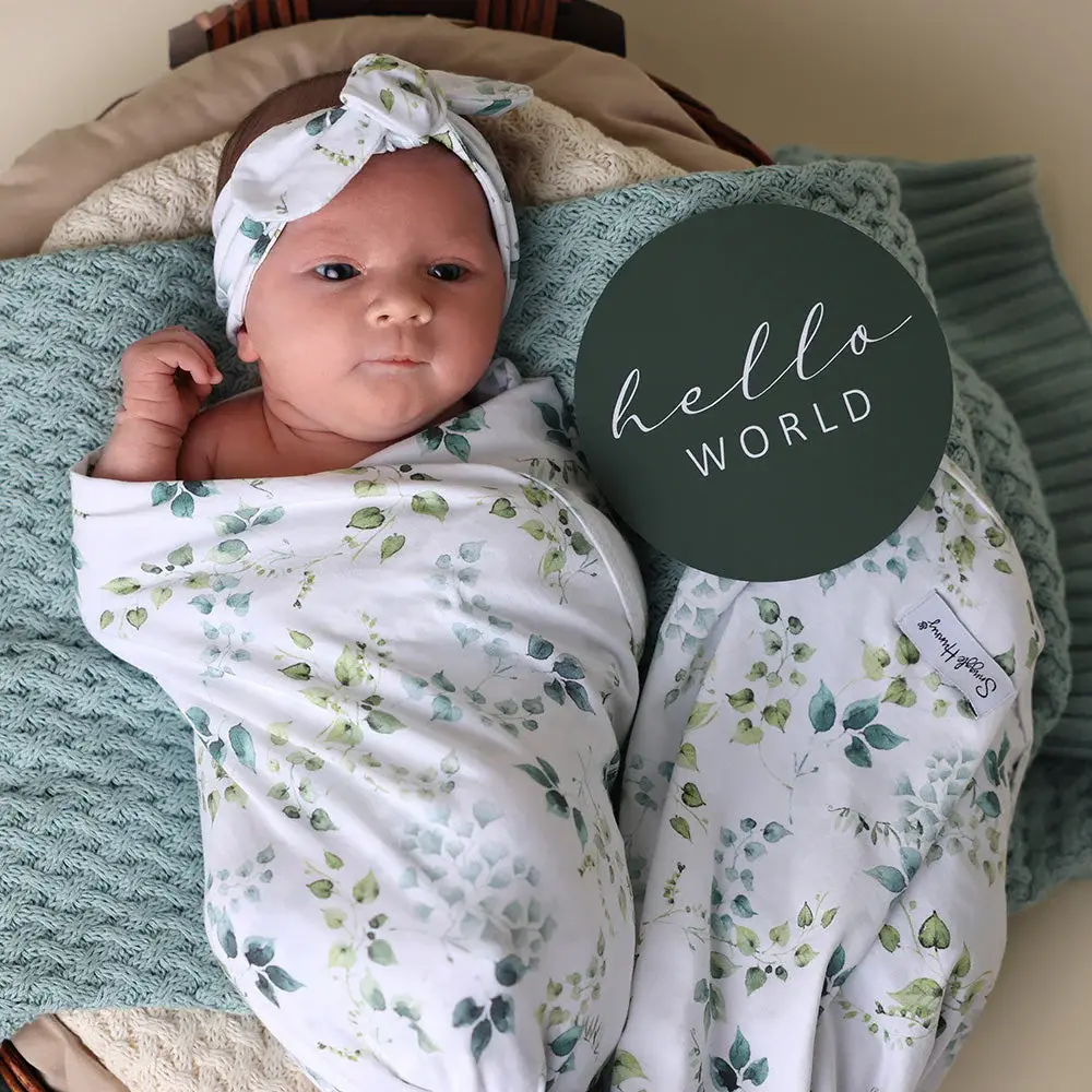 Snuggle Hunny Kids Snuggle Hunny Eden Organic Jersey Wrap & Topknot Set