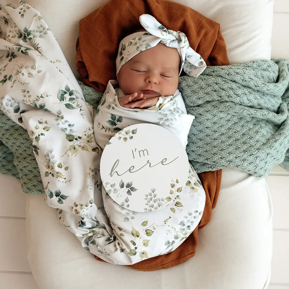 Snuggle Hunny Kids Snuggle Hunny Eden Organic Jersey Wrap & Topknot Set