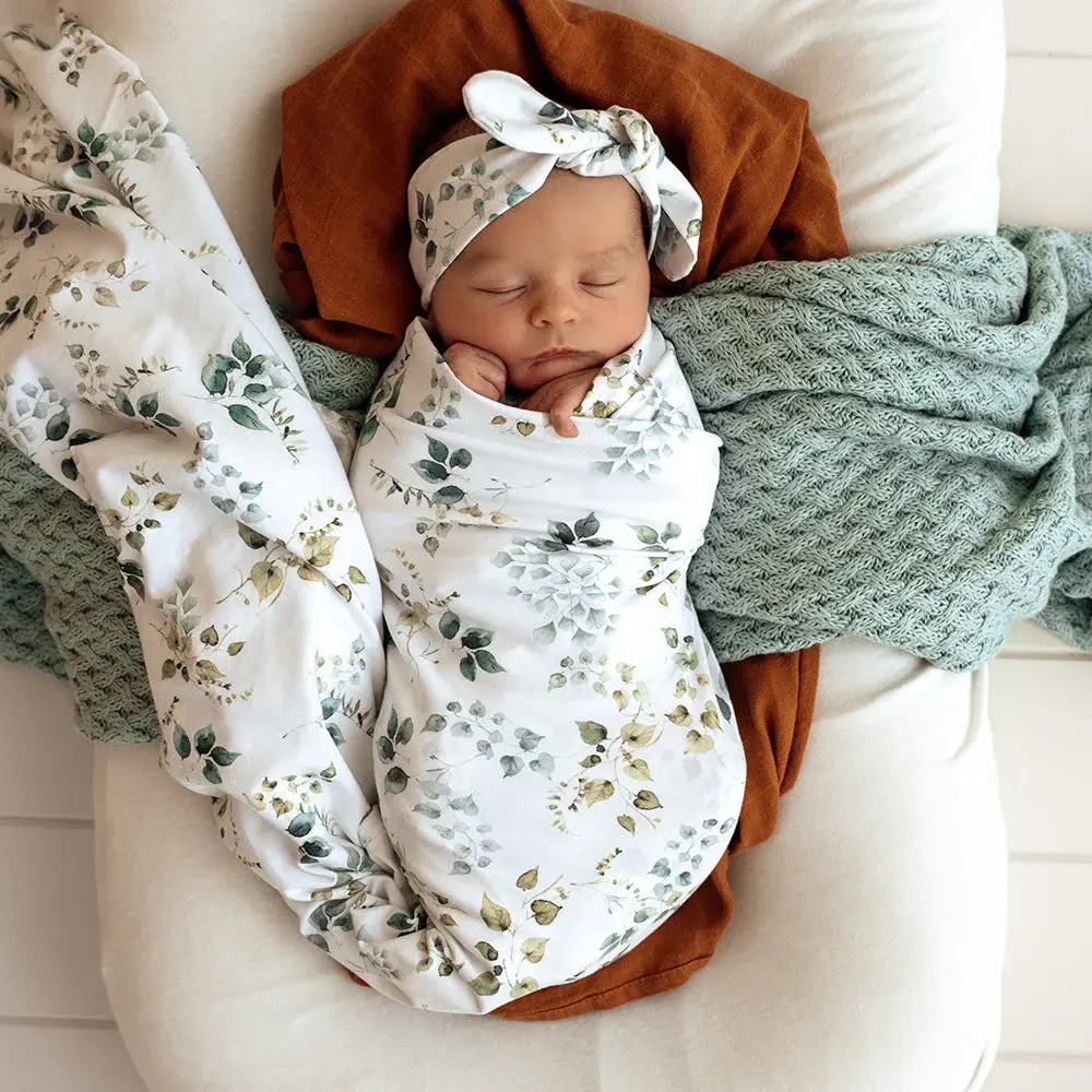 Snuggle Hunny Kids Snuggle Hunny Eden Organic Jersey Wrap & Topknot Set