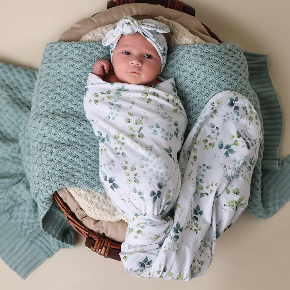 Snuggle Hunny Kids Snuggle Hunny Eden Organic Jersey Wrap & Topknot Set
