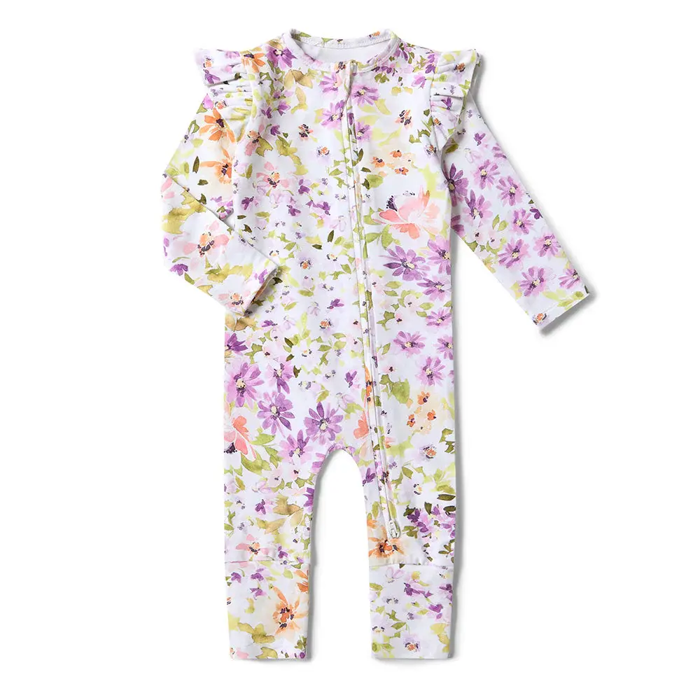 Snuggle Hunny Kids Snuggle Hunny Isla Organic Snugglesuit Convertible Romper with Frill