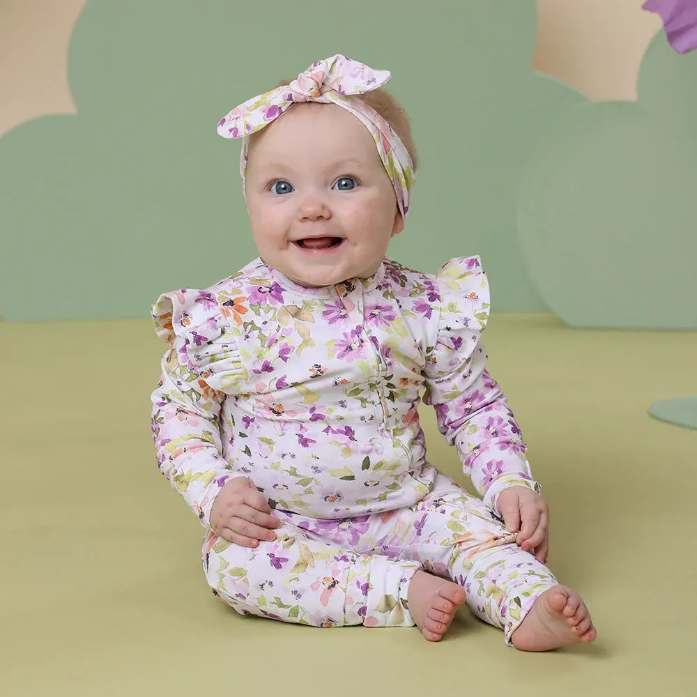 Snuggle Hunny Kids Snuggle Hunny Isla Organic Snugglesuit Convertible Romper with Frill