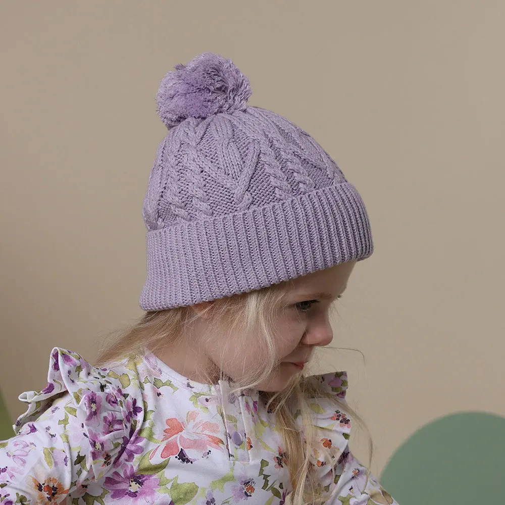 Snuggle Hunny Kids Snuggle Hunny Lavender Organic Baby Knit Beanie - S