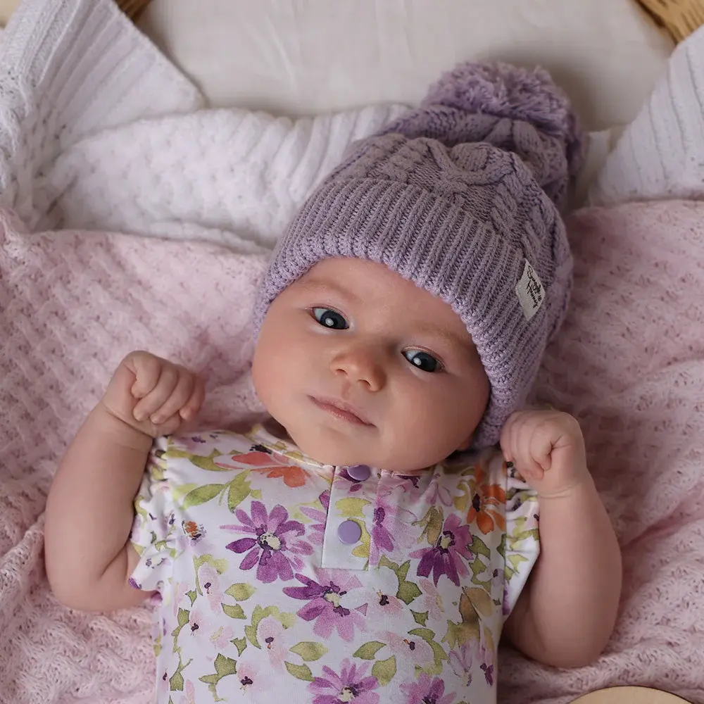Snuggle Hunny Kids Snuggle Hunny Lavender Organic Baby Knit Beanie - S