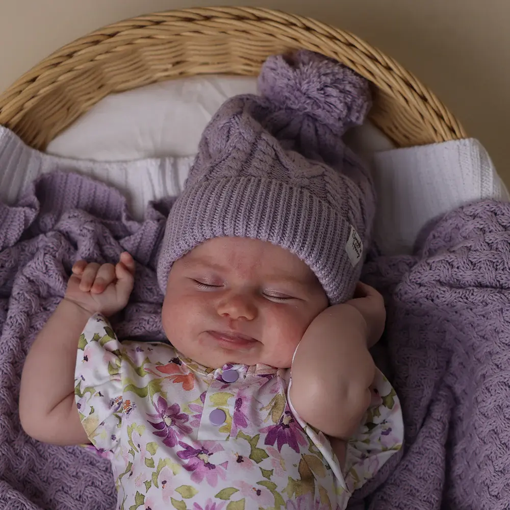 Snuggle Hunny Kids Snuggle Hunny Lavender Organic Baby Knit Beanie - S