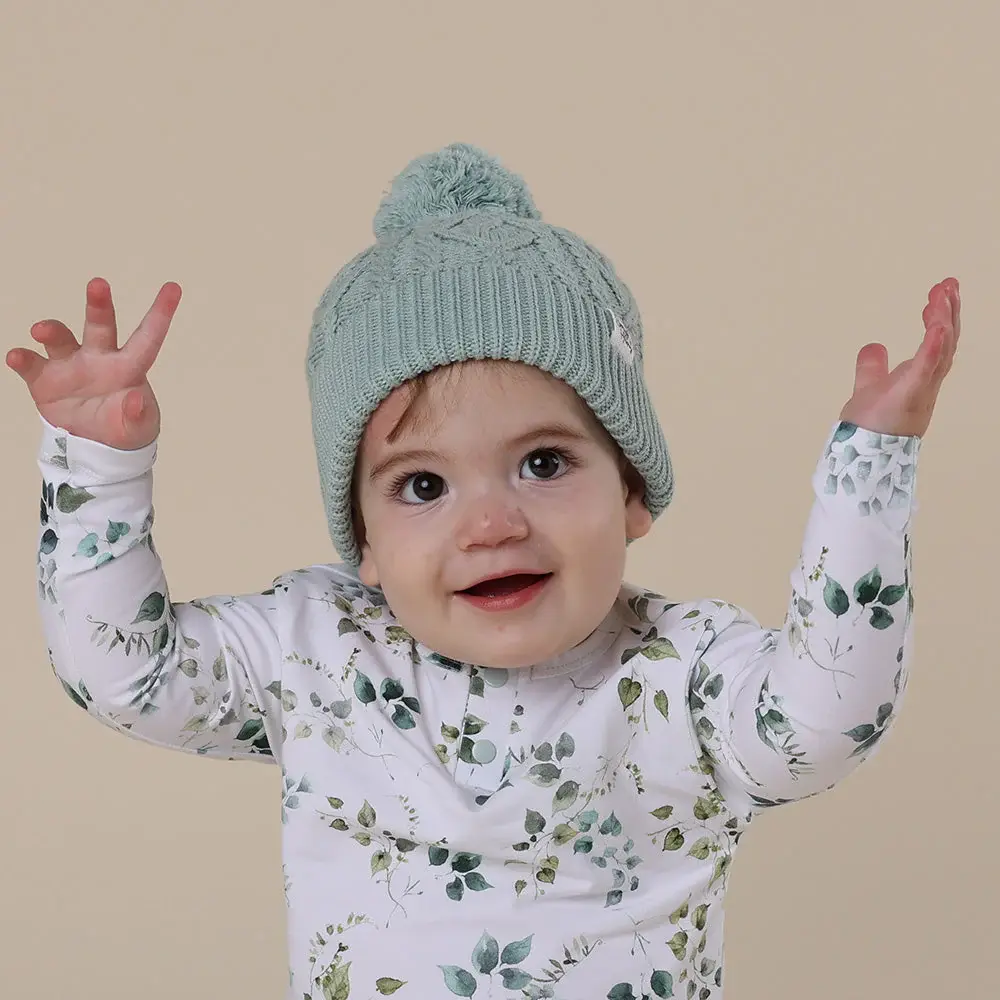 Snuggle Hunny Kids Snuggle Hunny Sage Organic Baby Knit Beanie - S (0-3m)