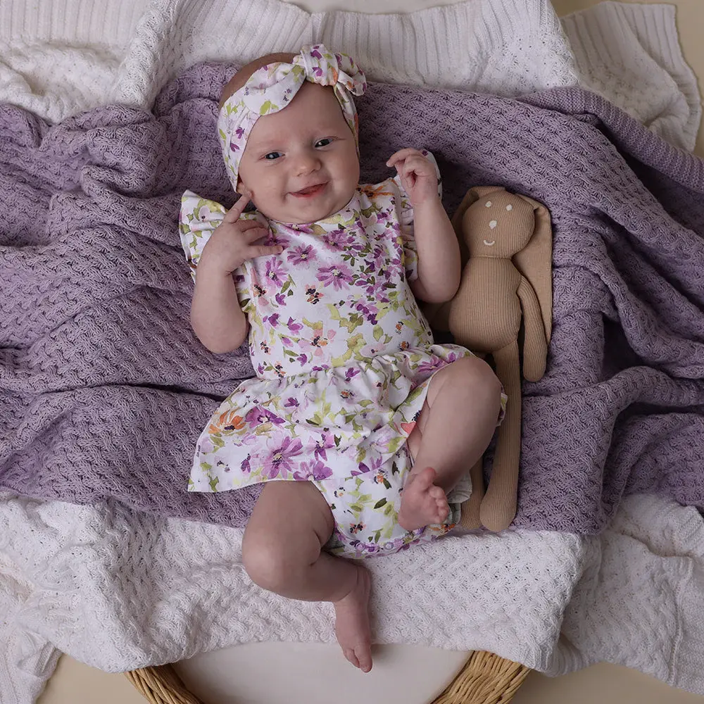 Snuggle Hunny Kids Snuggle Hunny Lavender Diamond Knit Organic Baby Blanket