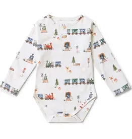 Snuggle Hunny Kids Snuggle Hunny Trains Long Sleeve Organic Bodysuit