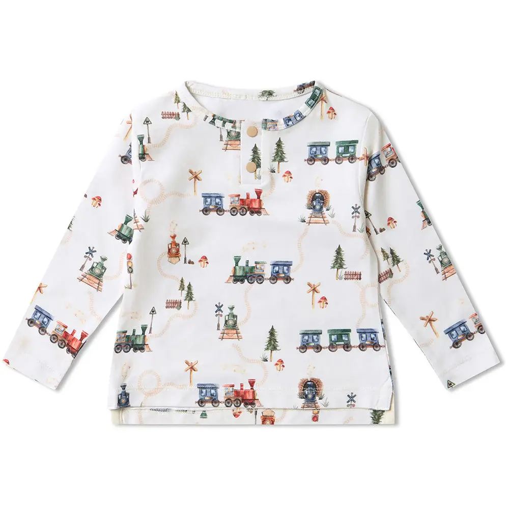 Snuggle Hunny Kids Snuggle Hunny Trains Organic Long Sleeve Top