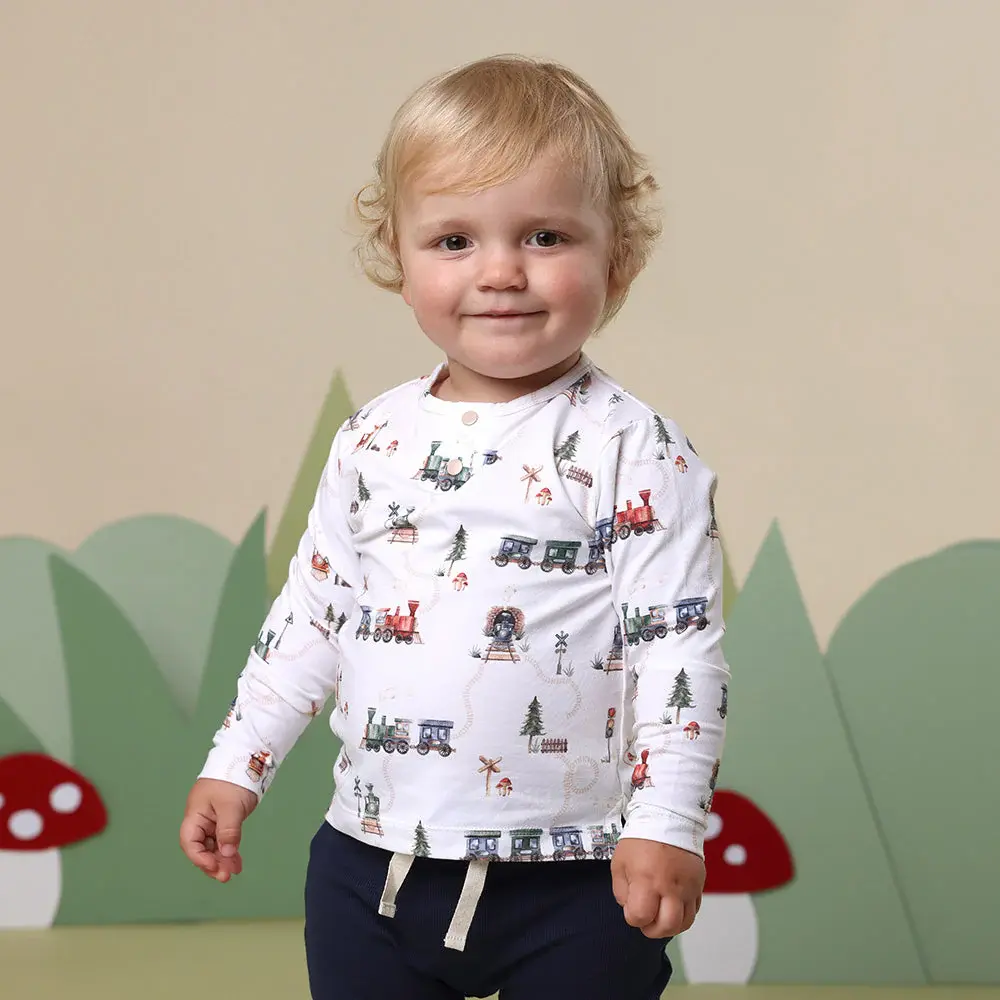 Snuggle Hunny Kids Snuggle Hunny Trains Organic Long Sleeve Top
