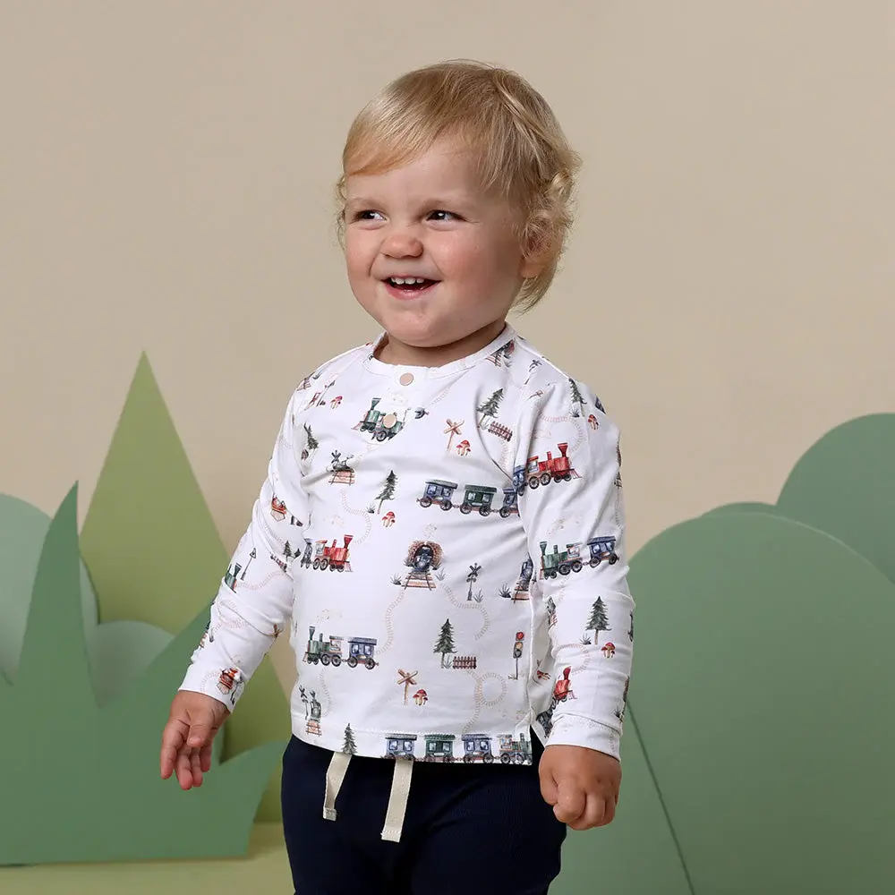 Snuggle Hunny Kids Snuggle Hunny Trains Organic Long Sleeve Top