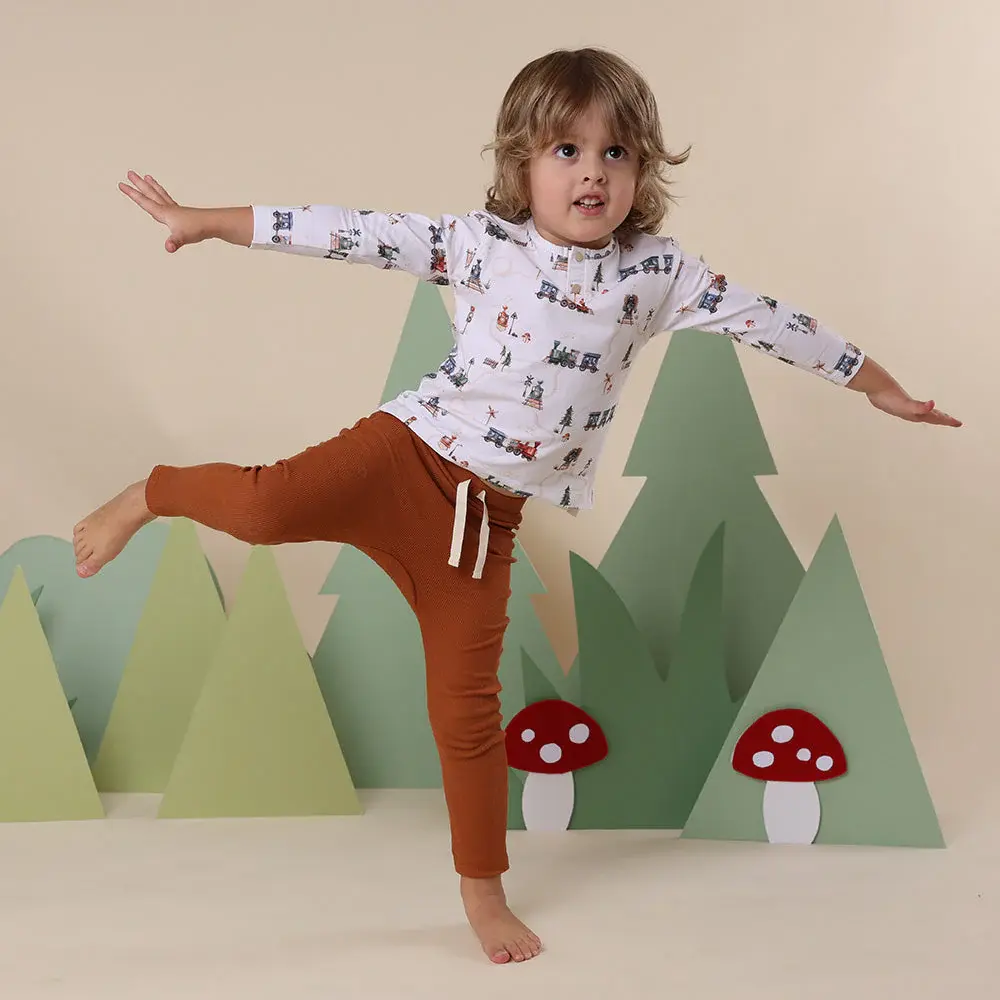 Snuggle Hunny Kids Snuggle Hunny Trains Organic Long Sleeve Top