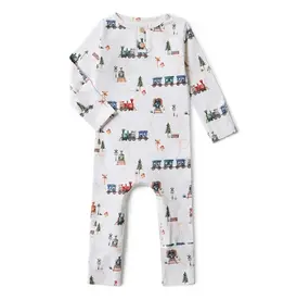 Snuggle Hunny Kids Snuggle Hunny Trains Organic Growsuit